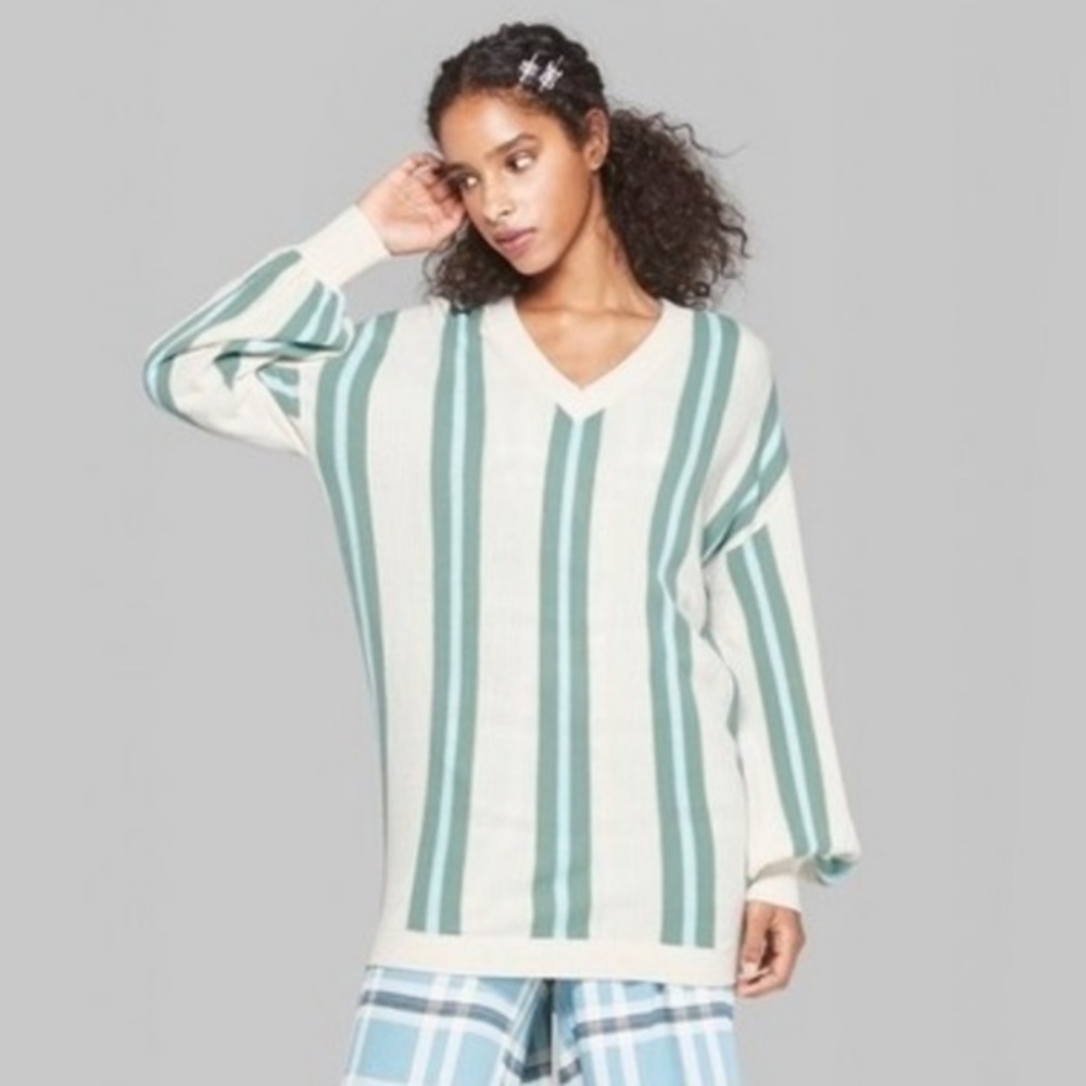 Wild Fable Oversized V Neck Stripe Sweater XS
